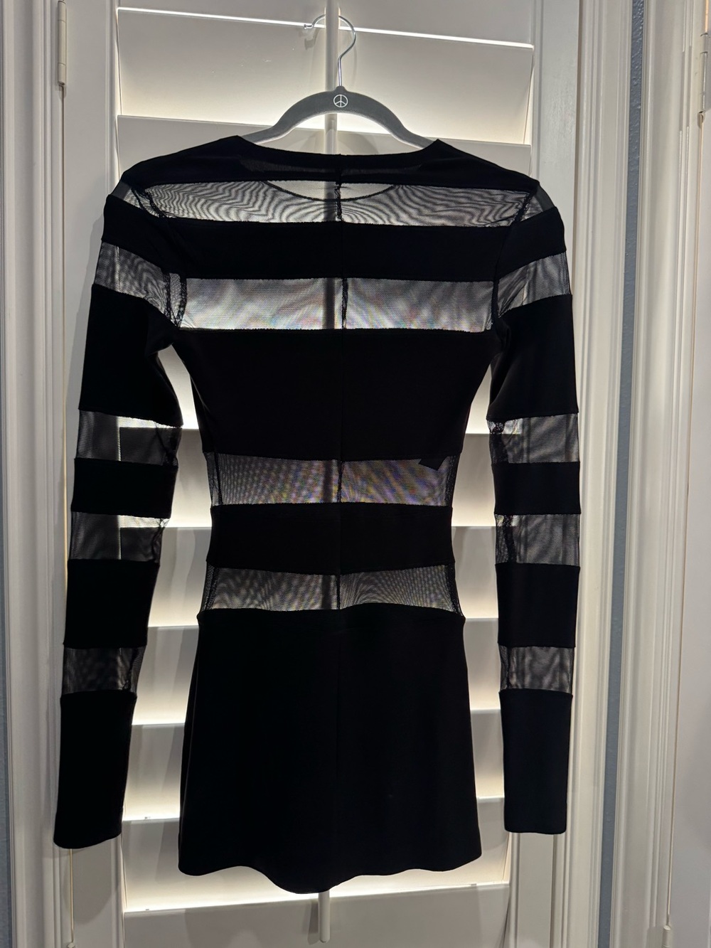 Norma Kamali XXS Black Sheer-Panel Long Sleeve Women’s Mini Dress